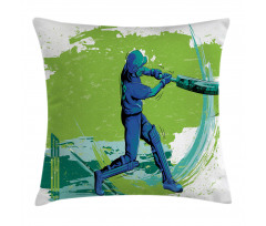 Cricket Player Pitching Pillow Cover
