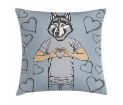Dog Hearts Romantic Pillow Cover