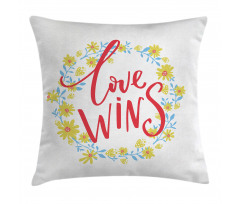 Love Wins Floral Wreath Pillow Cover