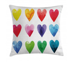 Rainbow Colors Hearts Pillow Cover