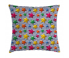 3D Stars Wavy Stripes Pillow Cover