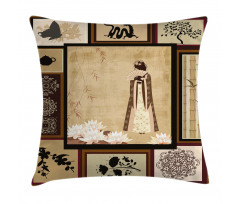 Girl in Dress Cultural Pillow Cover
