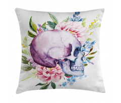 Abstract Skull Flowers Pillow Cover