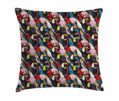Colorful Exotic Birds Pillow Cover