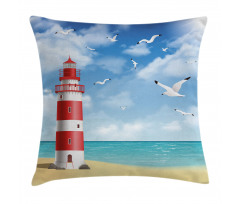 Lighthouse Seagulls Ocean Pillow Cover