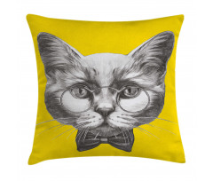 Cat Glasses Bow Tie Pillow Cover