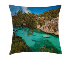 Yacht on Sea Scenic View Pillow Cover