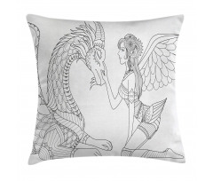 Fairy Woman and Dragon Pillow Cover