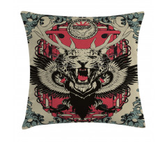 Leopard Head Horns Wings Pillow Cover