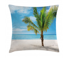 Coconut Palm at Beach Pillow Cover
