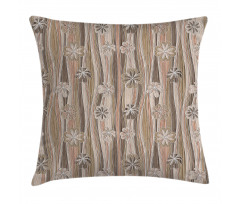 Flowers on Wavy Stripes Pillow Cover