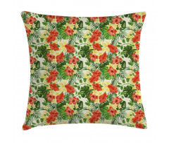 Exotic Flowers Pattern Pillow Cover