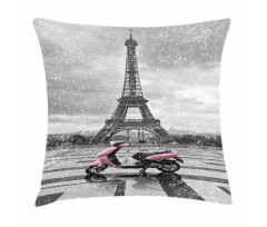 Paris Scene Moped Pillow Cover