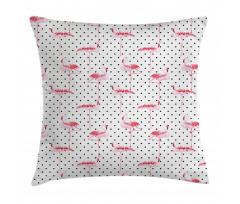 Flamingo Birds Polka Dots Pillow Cover