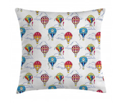 Clouds Hot Air Balloons Pillow Cover