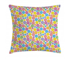 Circular Buttons Pillow Cover