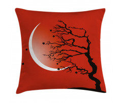Digital Scene Tree Moon Pillow Cover