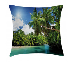 Mahe Island Lake Palms Pillow Cover