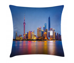 Shanghai City Skyline Pillow Cover