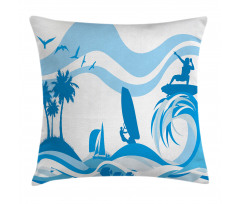 Surfer Waves Summertime Pillow Cover