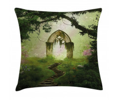 Fantasy Gate in Forest Pillow Cover