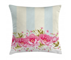 Pink Peony Border Tile Pillow Cover