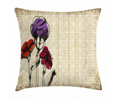 Flower Petals Grunge Pillow Cover