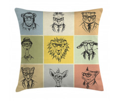 Hipster Monkey Camel Cat Pillow Cover
