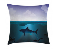 Wild Sharks in Sea Pillow Cover