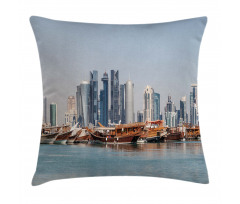 Qatar City Dhow Ships Pillow Cover