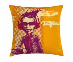 Grotesque Man Headphones Pillow Cover