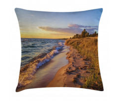 Sandy Calm Beach Sunset Pillow Cover