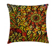 Abstract Curly Floral Pillow Cover