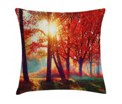 Foggy Autumnal Park Scenic Pillow Cover