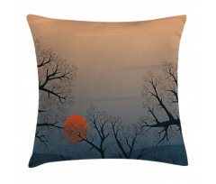 Sunrise Branches Misty Sky Pillow Cover