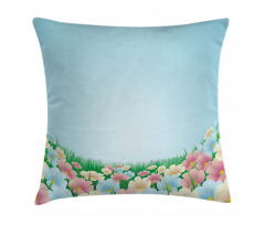 Meadow Daisies Pansies Pillow Cover