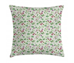 Raspberry Leaves Petals Pillow Cover