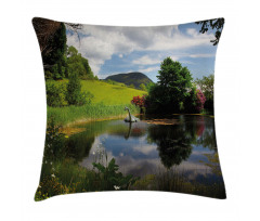 Lake by Meadow Rural Pillow Cover