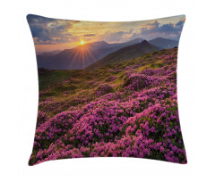 Flower Meadow Mountain Pillow Cover