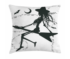 Witch on Guitar Pillow Cover