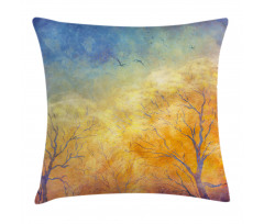 Autumn Trees Gulls Sky Pillow Cover
