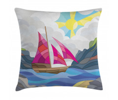 Sun Sail Boat Vitray Pillow Cover