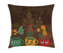 Plants in Cups Pottery Pillow Cover