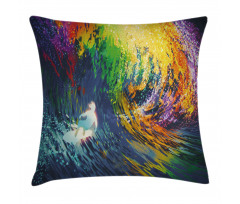 Exotic Surfer on Waves Pillow Cover