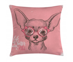 Girl Chihuahua Sketch Words Pillow Cover