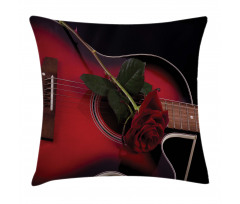 Guitar with Love Rose Pillow Cover