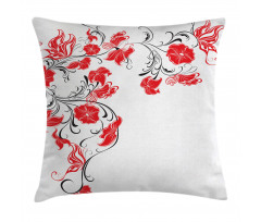 Japanese Flowers Ivy Pillow Cover