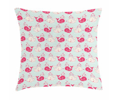 Happy Whales Pattern Pillow Cover
