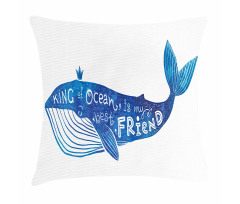Whale King Friend Pillow Cover
