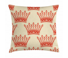 Vintage Red Crown Pattern Pillow Cover